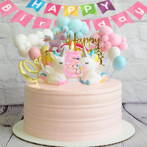 Unicorn Number 5 Birthday Candle, 5th Birthday Decorations for Girl