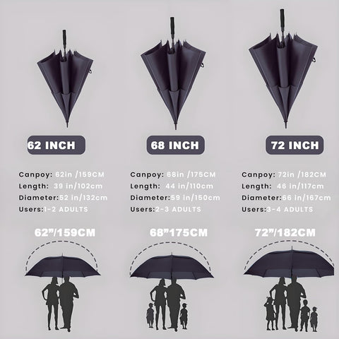 54/62/68/72 Inch Large Golf Umbrella Windproof Auto Open for Rain