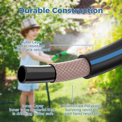 SheeChung Short Garden Hose 1ft x 5/8",Rubber Leader Hose,Female to Female
