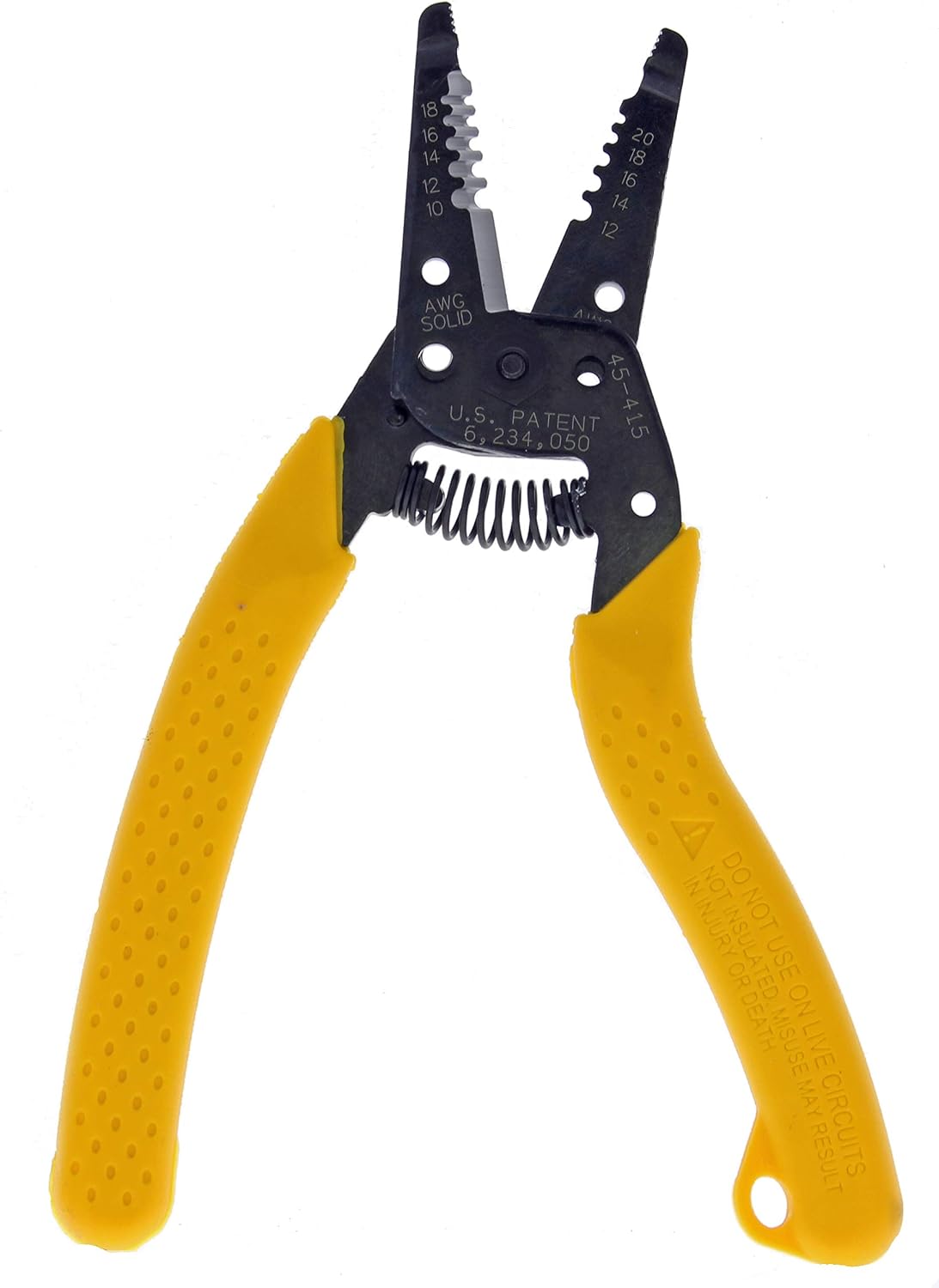 IDEAL Electrical 45-415 Premium Reflex T-5 Stripper - 10-20 AWG, Wire Stripper, Plier Nose, Slide Lock, Textured Grips,Yellow