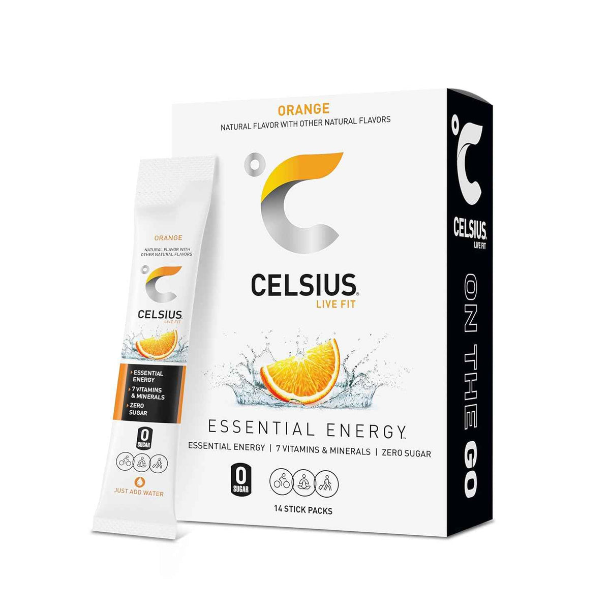 CELSIUS On The Go Orange, Sugar Free Energy Drink Mix (14 Sticks per Pack)