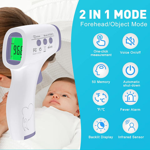 Digital Thermometer for Adults and Kids, No Touch Forehead Thermometer
