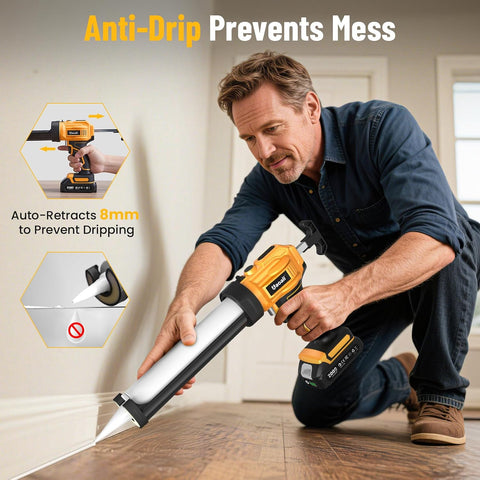 Electric Caulking Gun, Cordless Caulk Gun with 2x 2.0Ah Batteries