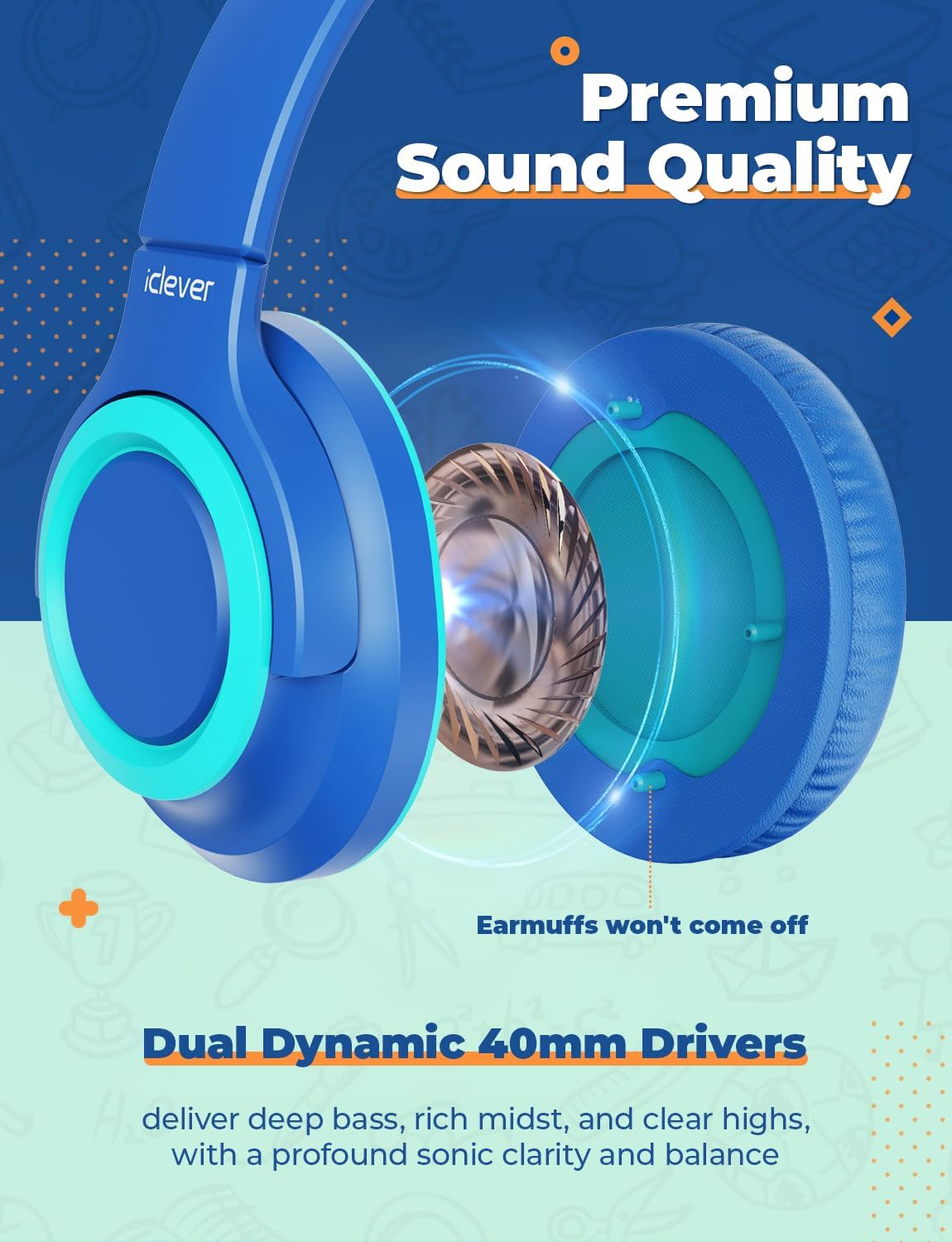 iClever HS22 2-Pack Kids Headphones with Sharing Splitter for School Travel