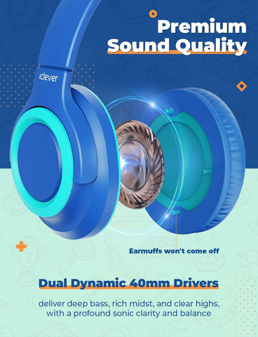iClever HS22 2-Pack Kids Headphones with Sharing Splitter for School Travel
