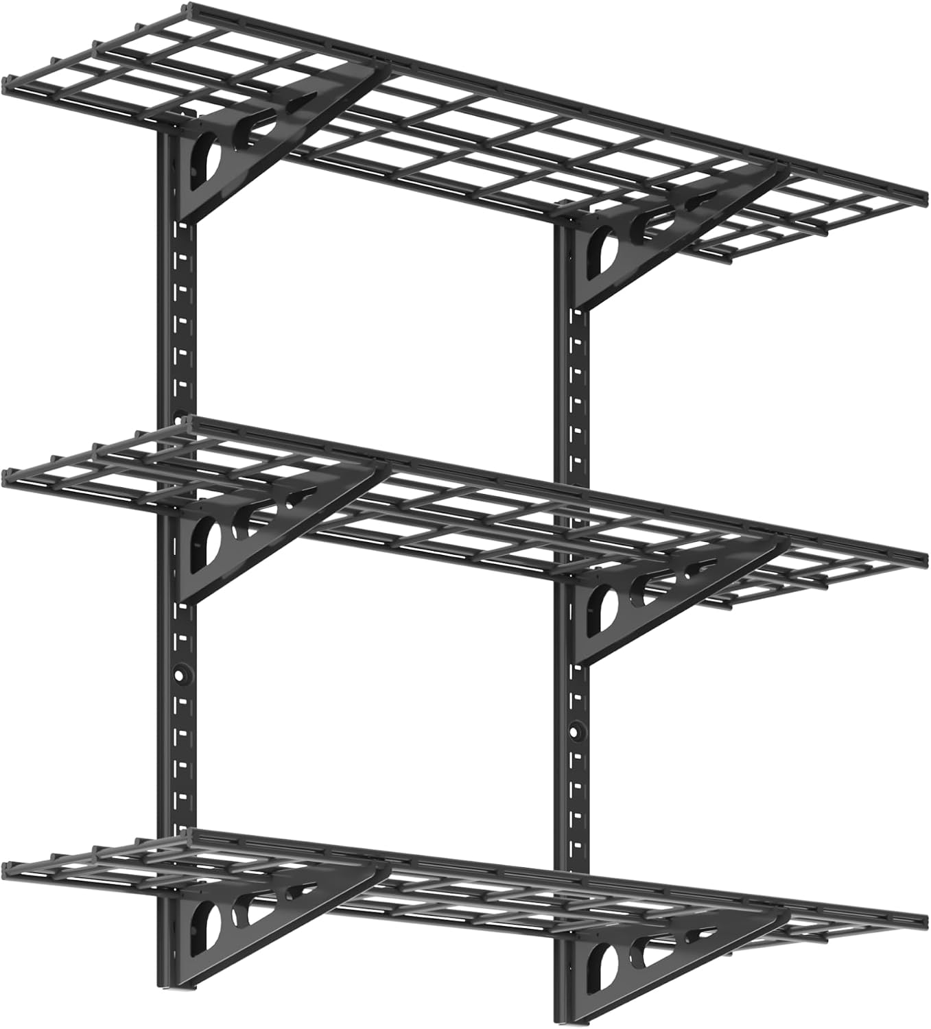 FLEXIMOUNTS 3-Tier 1x3ft Garage Storage Wall Shelving, Height Adjustable
