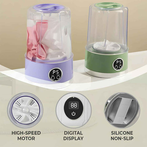 Underwear Washer, Portable Mini Washing Machine, Cordless Mini Washing Machine for Baby Clothes, Small Laundry, Lightweight for Apartment, Dorm, Hotel, Travel & Camping, Quiet Energy-Efficient (Green)