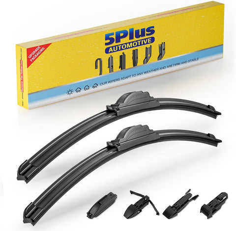 5 PLUS 20" and 20" Windshield Wipers Blades 2 Pack,All-Weather Performance