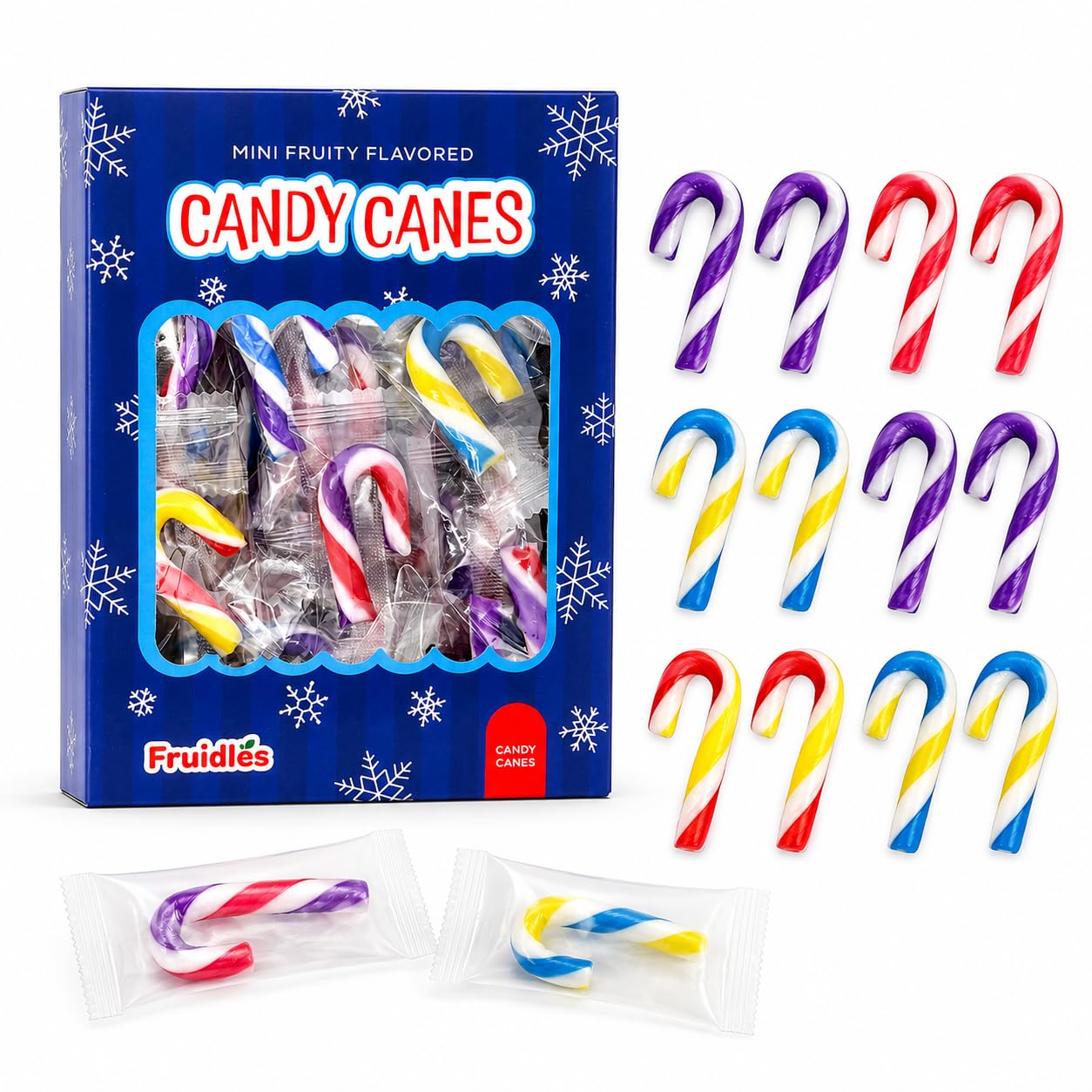 Fruidles 200-Pack Christmas Candy Canes Mini's Suckers, Multicolored Fruity Flavor, Individually Wrapped, 2" Inches