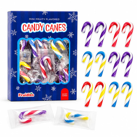 Fruidles 200-Pack Christmas Candy Canes Mini's Suckers, Multicolored Fruity Flavor, Individually Wrapped, 2" Inches