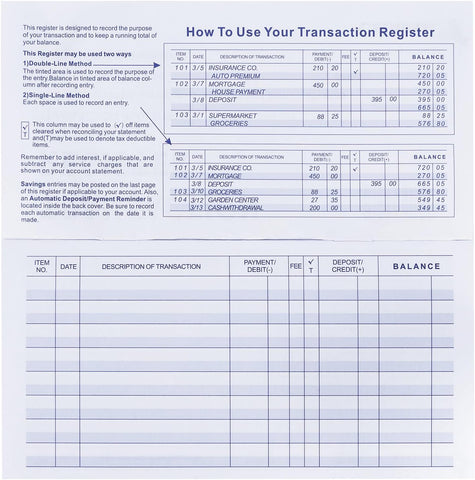 20 Pack Checkbook Register, Check Registers for Personal, Blank Ledger Transaction Registers for Personal or Business Bank, Check Register Book for Checking and Saving Account, Deposit and Credit Card