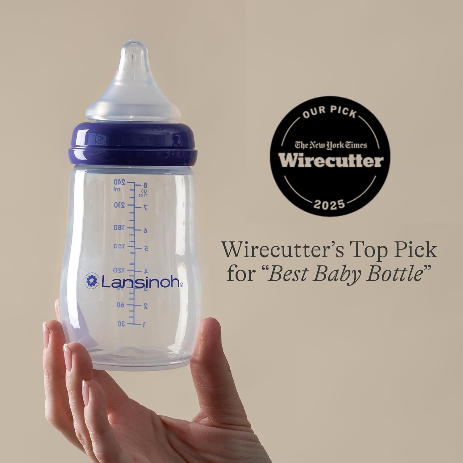 Lansinoh Anti-Colic Baby Bottles, 8 Ounce, 3 Count