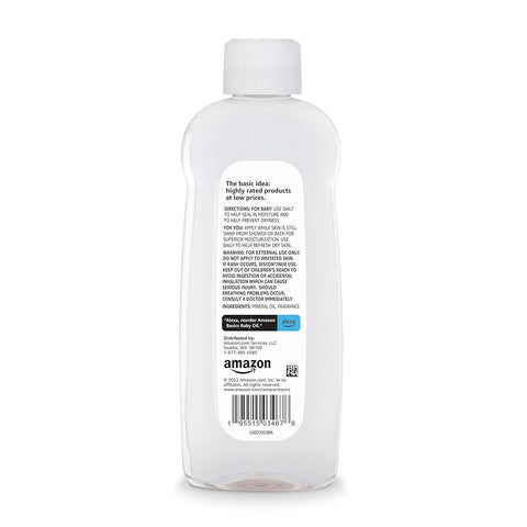 Amazon Basics Baby Oil, Mild & Gentle, Dermatologist Tested, Prevents Moisture Loss, Dry Skin Relief, 14 fl oz, 4-Pack (Previously Solimo)