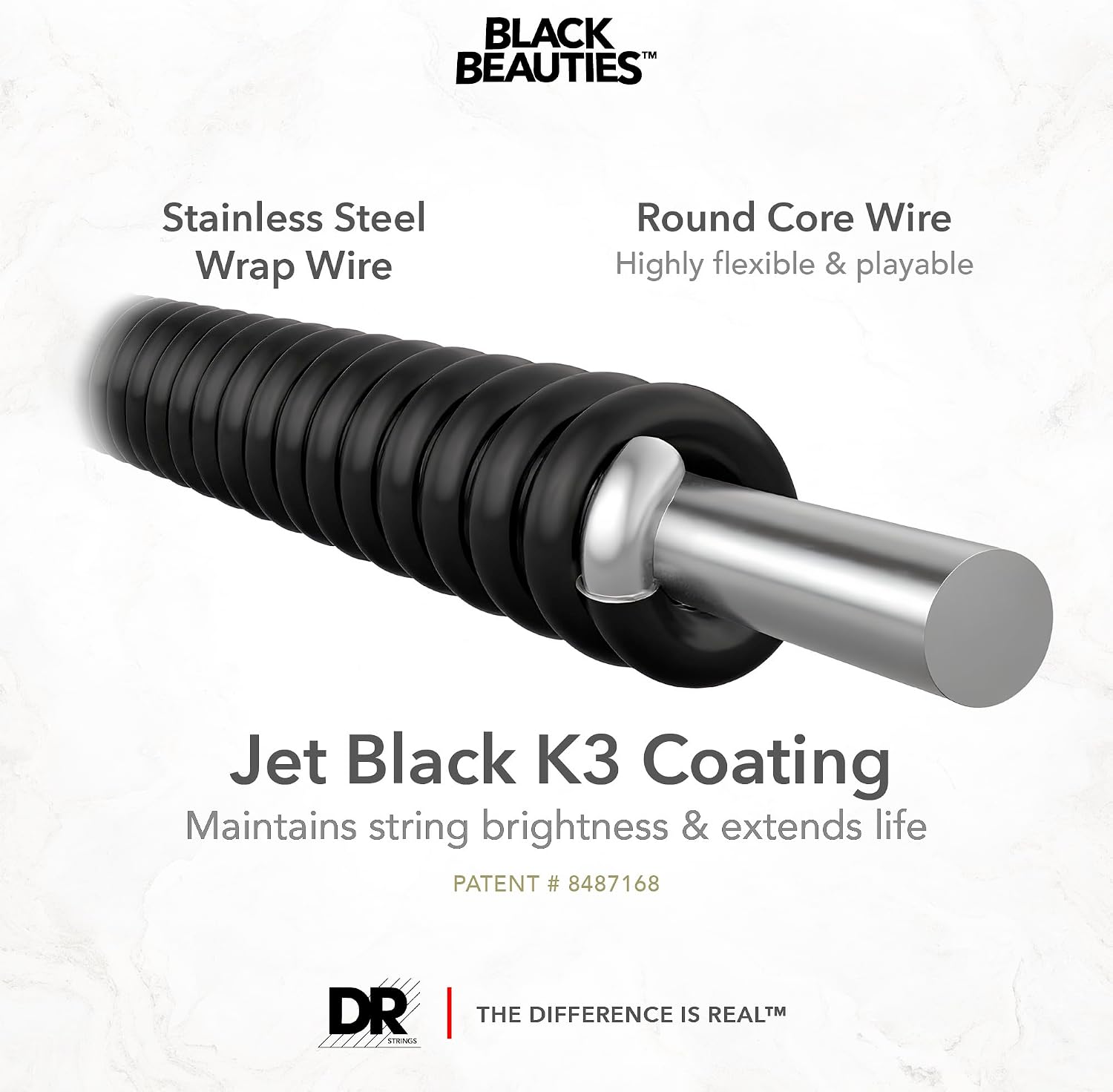 DR Strings BLACK BEAUTIES™ - Black Colored Bass Strings: Heavy 50-110 Tapered