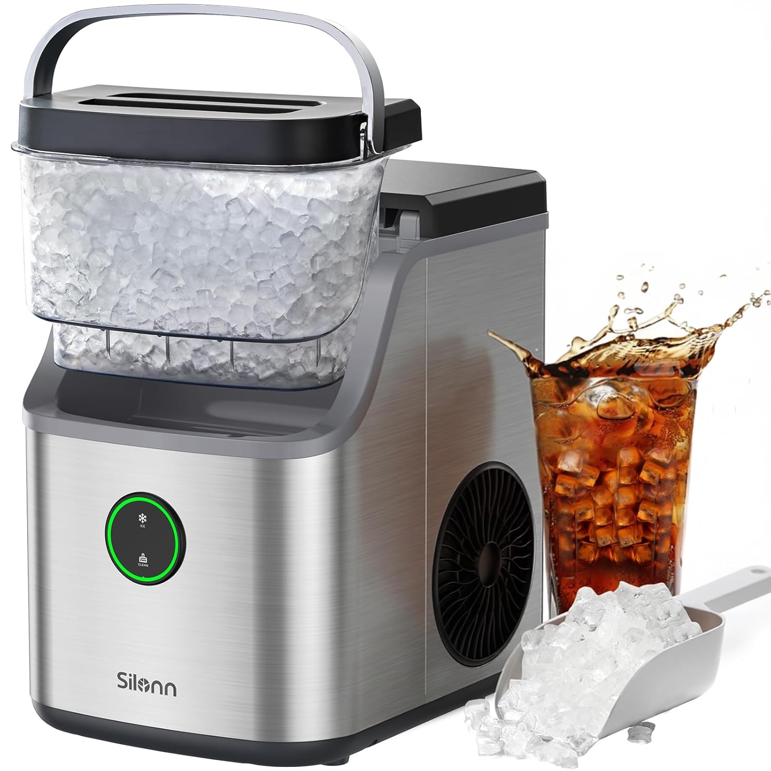 Silonn Nugget Ice Maker Countertop with Detachable Basket and Handle