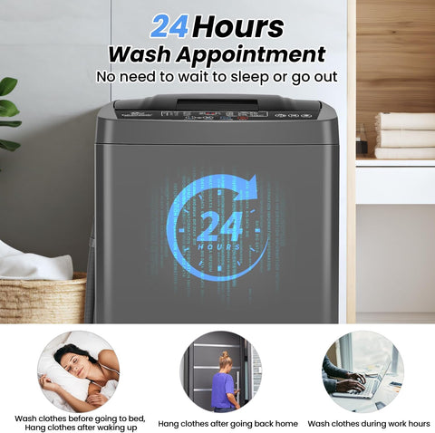 Nictemaw 2.4 Cu.ft Full Automatic Portable Washing Machine with Drain Pump