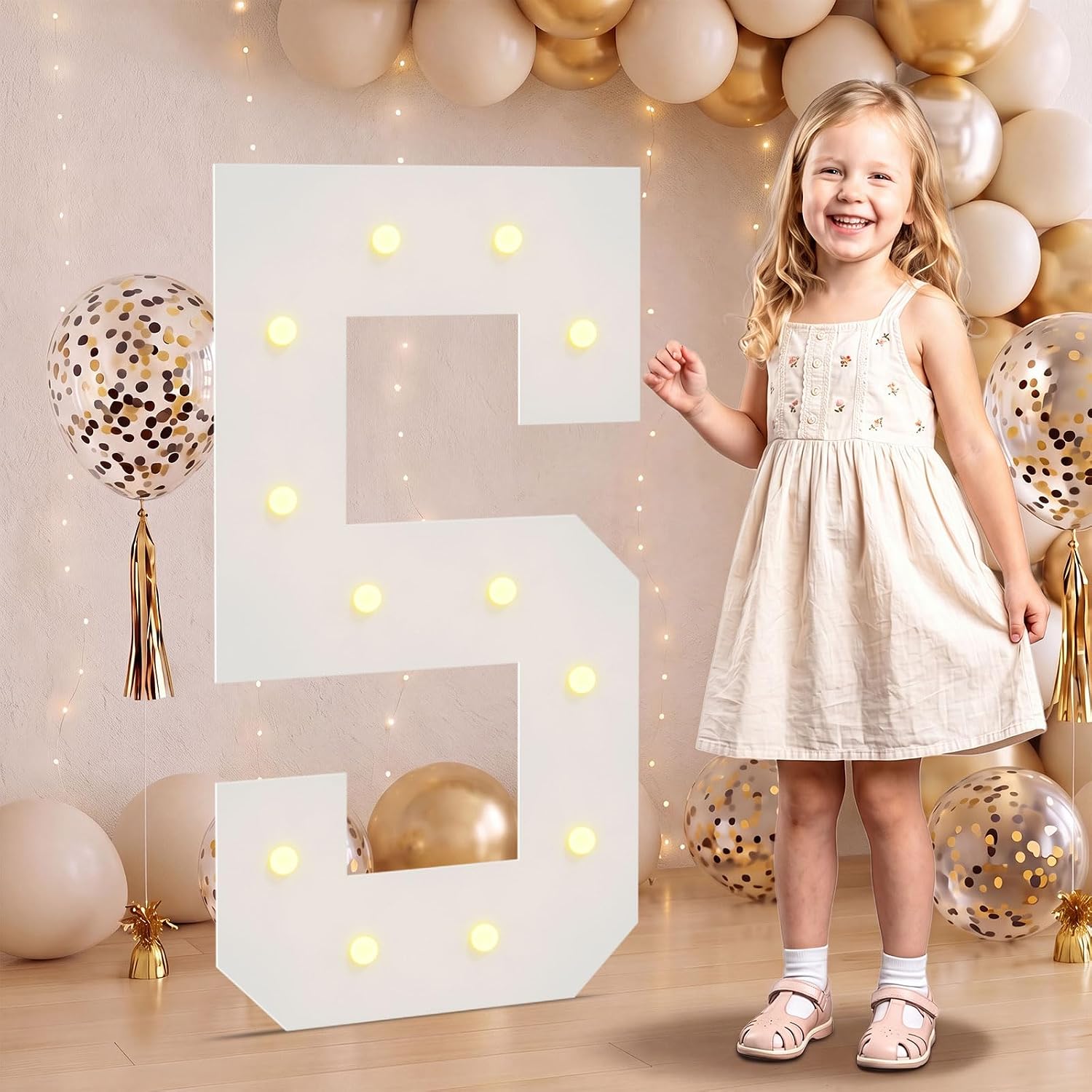 Large 2.4FT Marquee Light Up Numbers 5 for Party Decorations