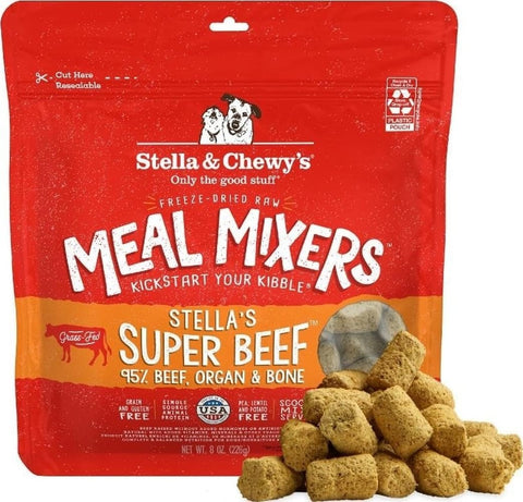 Stella & Chewy's Freeze-Dried Raw Beef Meal Mixers- Dog Food Topper and Mixer - Made with 95% Grass-Fed Beef, Organs & Bone - Perfect for Picky Eaters - Grain-Free - 8 oz