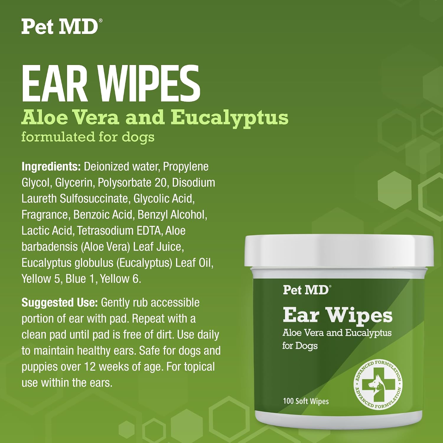 Pet MD Dog Ear Cleaning Wipes – Otic Cleanser for Dogs - 100 ct