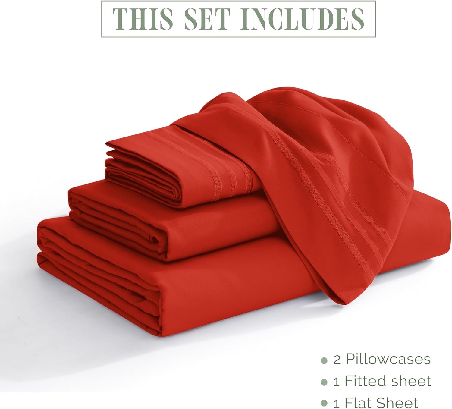 Elegant Comfort Luxury 1500 Premium Hotel Quality Microfiber 4-Piece Sheet Set - Wrinkle Resistant, All Around Elastic Fitted Sheet, Deep Pocket up to 16", Twin/Twin XL, Rust