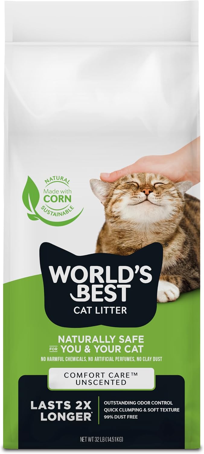 World's Best Cat Litter Comfort Care, Unscented, Odor Control, 32 lb Bag