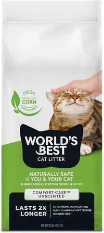 World's Best Cat Litter Comfort Care, Unscented, Odor Control, 32 lb Bag