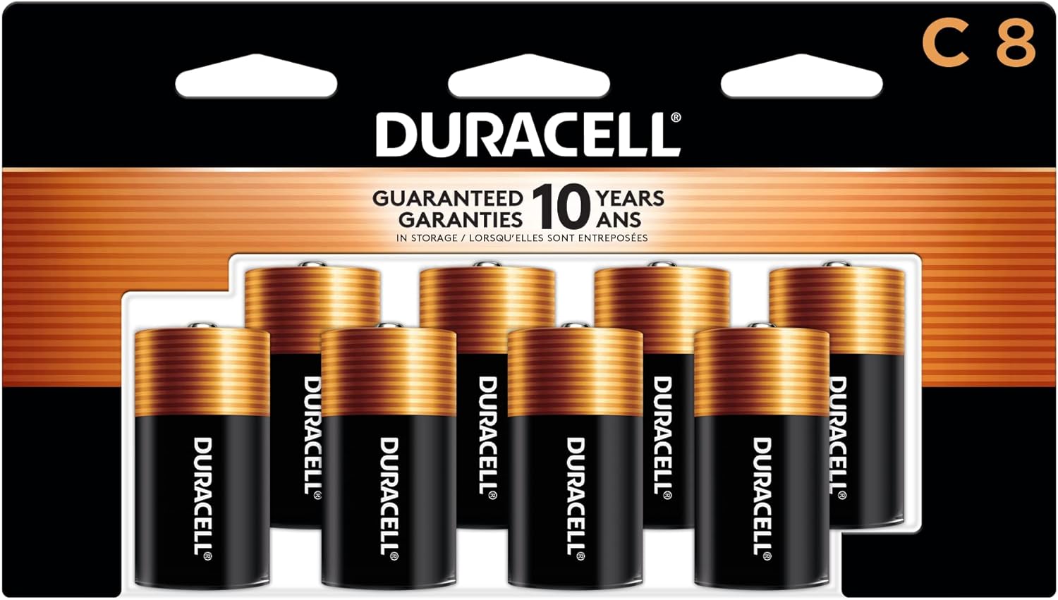 Duracell Coppertop C Batteries, 8 Count, 10-Year Shelf Life, Long-lasting