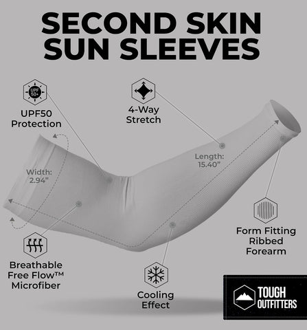 Tough Outdoors UV Arm Sleeves for Men Women - Sun Protection Sleeves - Compression Golf Baseball Cooling Tattoo Arm Sleeve