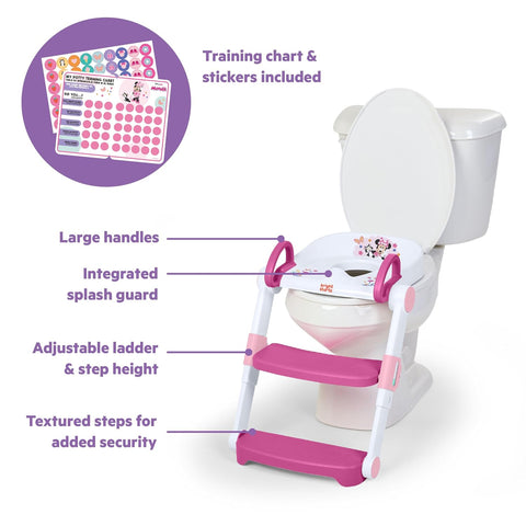 Disney Minnie Mouse Foldaway Ladder Potty Seat by Bright Starts, Toddler Toilet Training Seat with Step Stool & Handles, Easy-Fold Design for Storage, 18M - Up to 50 lbs