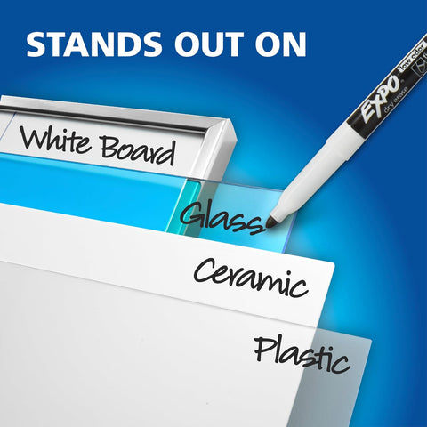 EXPO Low Odor Dry Erase Markers, Fine Tip, Black, 4 Count - Home Organization, Study Supplies