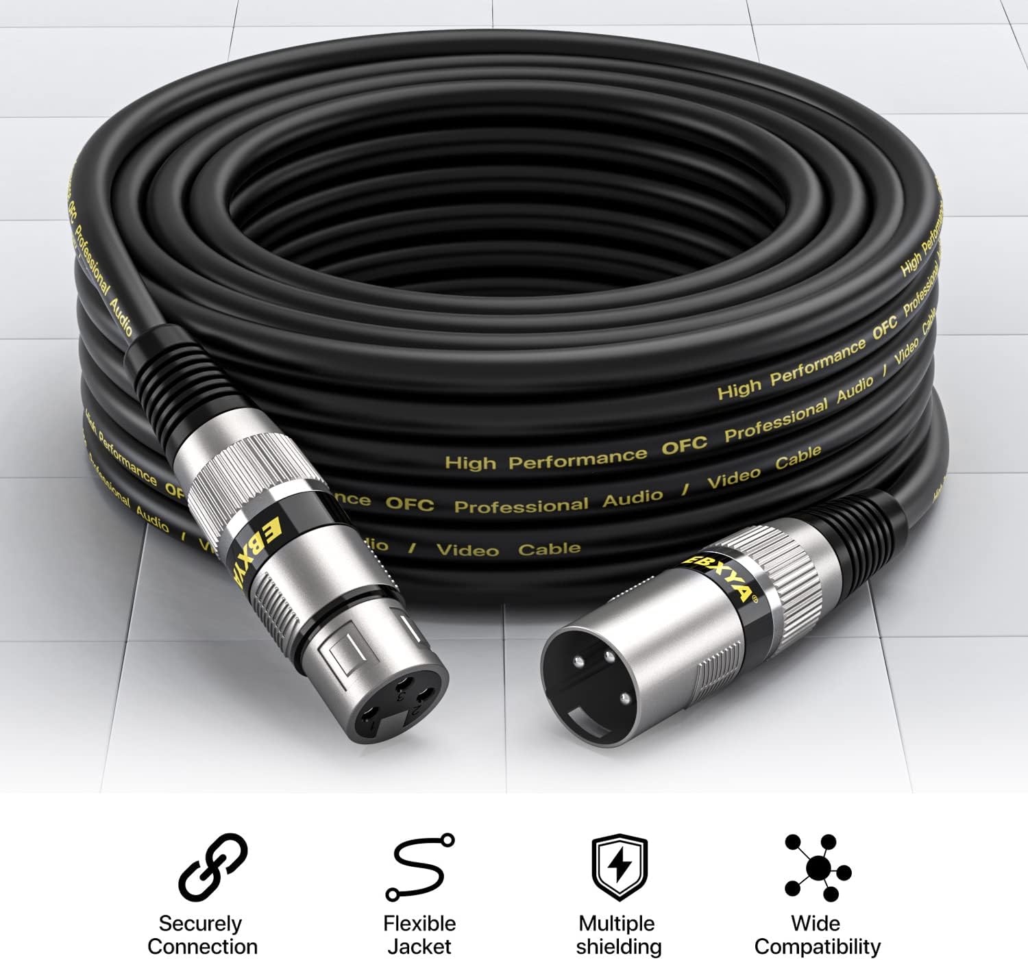 EBXYA XLR Cable 2ft 2 Pack - Mic Cables Balanced DMX Cable Male to Female