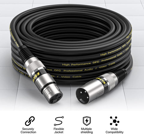 EBXYA XLR Cable 2ft 2 Pack - Mic Cables Balanced DMX Cable Male to Female