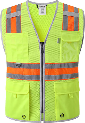 JKSafety Safety Vest for Men Women Hi Vis Relfective Vest with Pockets High Visibility Meet ANSI Standard