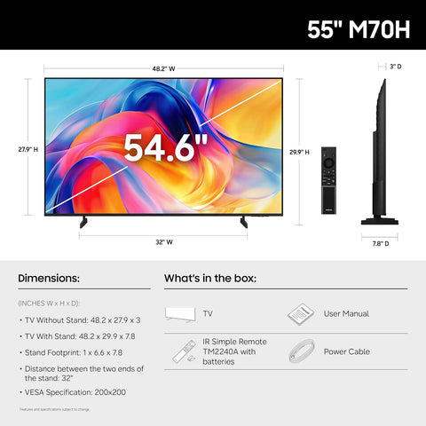 Samsung 55-Inch Class M70H Series, Mini LED, 4K, Smart TV, 2026 Model