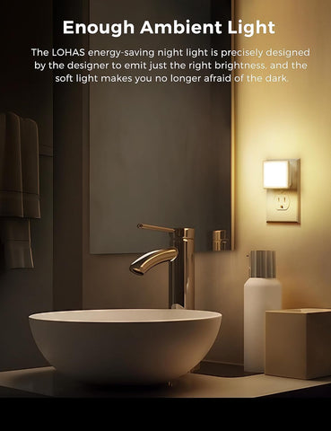 L LOHAS LED Night Lights Plug into Wall 2-Pack, 0.3W Plug in Night Light
