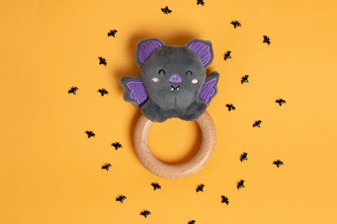 Pearhead Halloween Bat Wooden Baby Teether