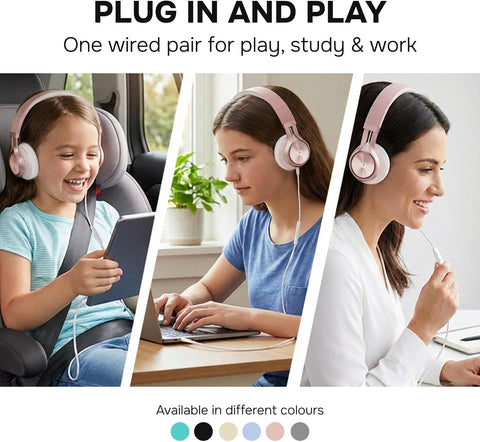 ARTIX Wired Headphones for Kids & Adults - Built-in Mic & Volume Control, Kids Headphones for School & Travel, Girls Head Phones for Computer, iPad, Chromebook, Tablet, Smartphone with 3.5mm Aux Cord