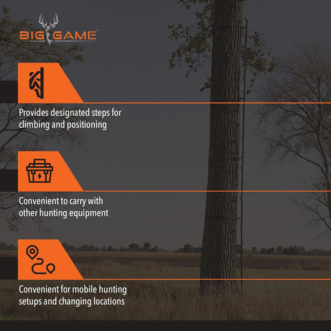 BIG GAME Climbing Ladder Sticks, Tree Stand and Hunting Gear System, 20’ Quick-Stick - Portable Safety Accessories and Equipment for Mobile Deer Hunters, Climbers, and Shooters
