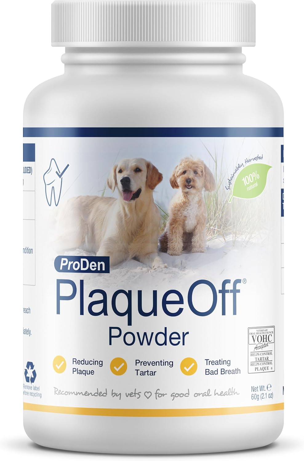 ProDen PlaqueOff Powder for Dogs - Dog Tartar and Plaque Remover - 60g