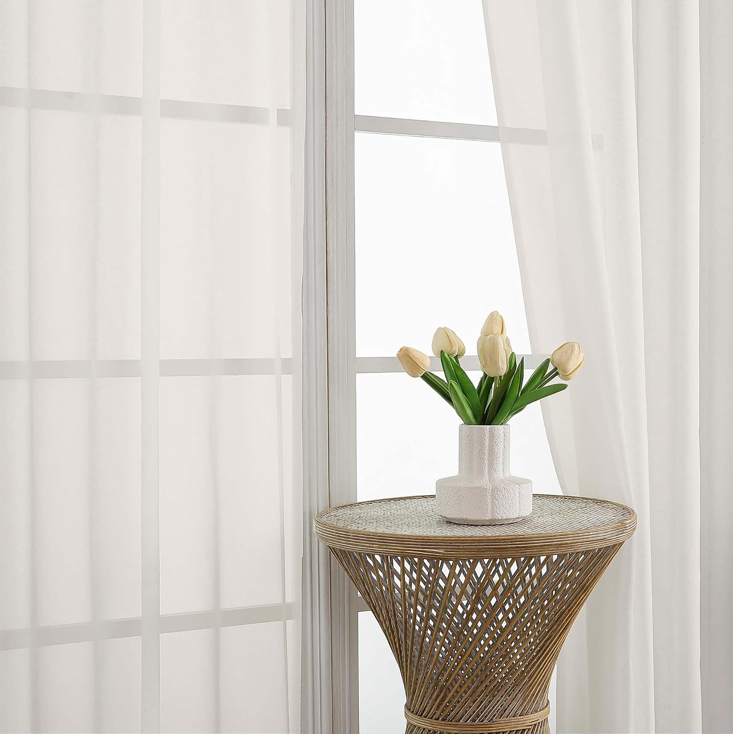 OVZME Ivory Bedroom Curtains 2 Panel Sets 90 Inch Length, 59 Inch Extra Wide Light Filtering Light Weight Soft Window Treatment Panels for Study Room Living Room Guest Room, 59Wx90L Inches