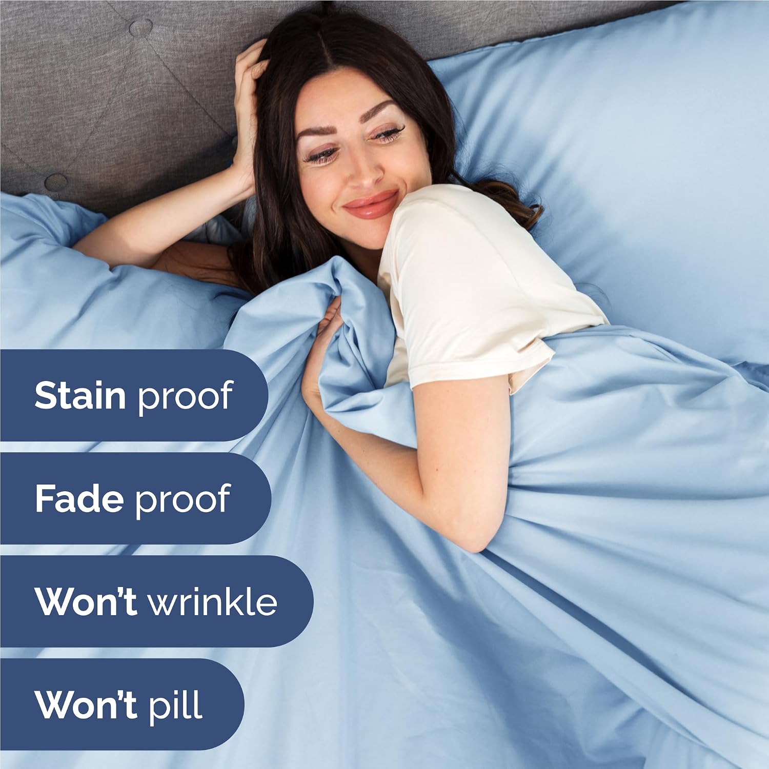 Full Size 4 Piece Sheet Set - Breathable & Cooling Sheets - Light Blue