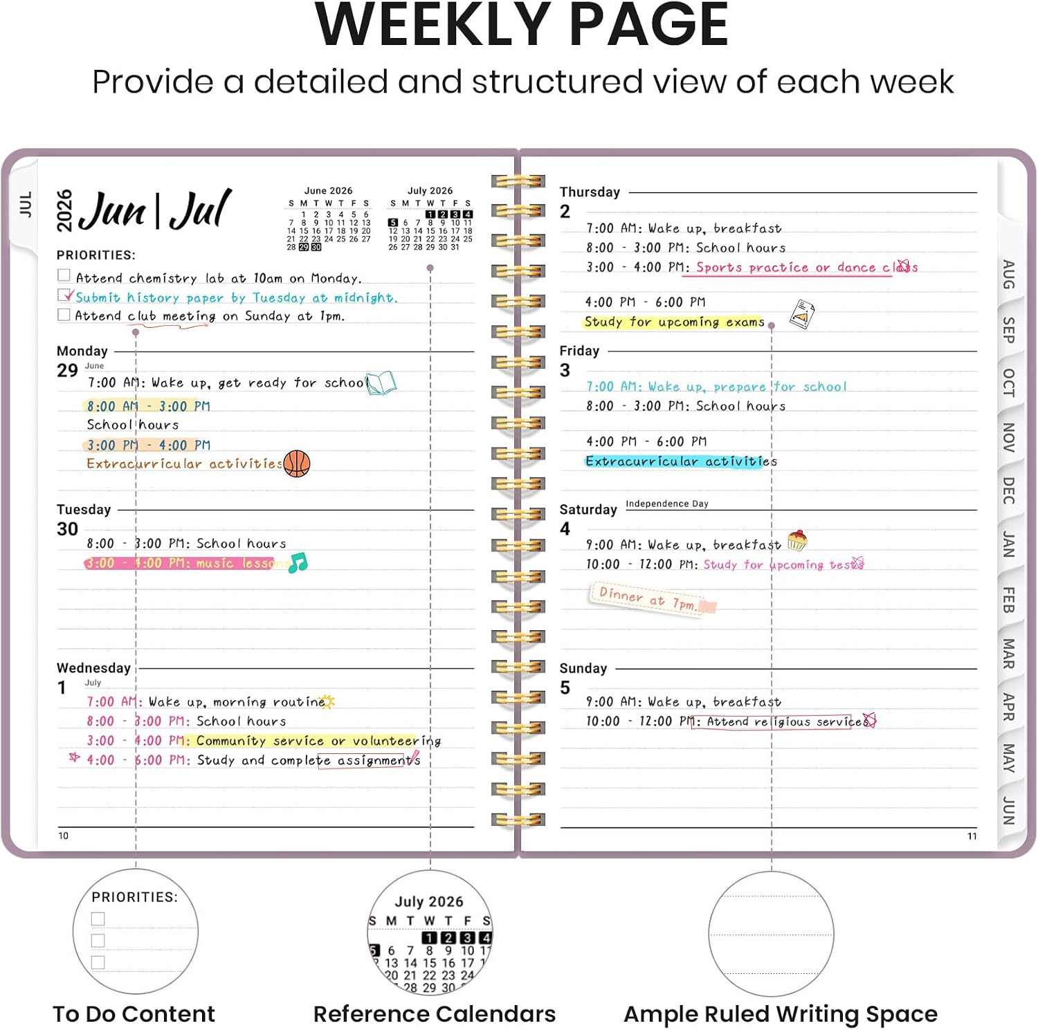 Taja Planner 2026-2027, Jul 2026-Jun 2027 Monthly & Weekly Calendar Book