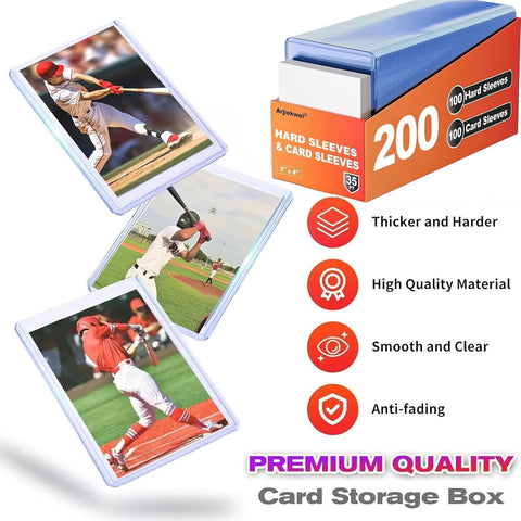 200 Card Sleeves Hard Plastic, Arjiekwei 3"X 4" Trading Card Holder, 35PT