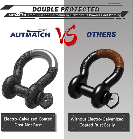 AUTMATCH 3/4" D Ring Shackles (2-Pack) - 41,887 lbs Break Strength