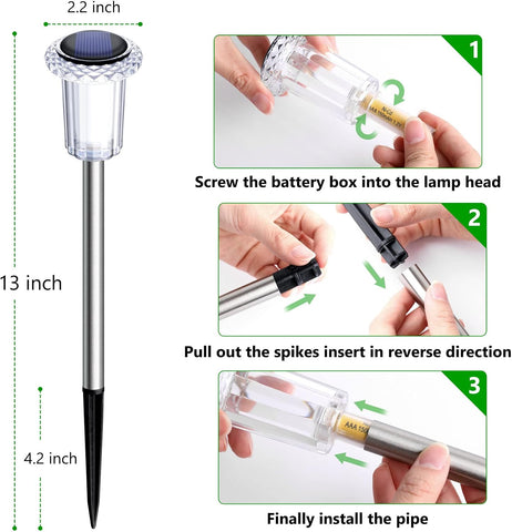 15 Pack Solar Pathway Lights Outdoor Waterproof, Cool White LED