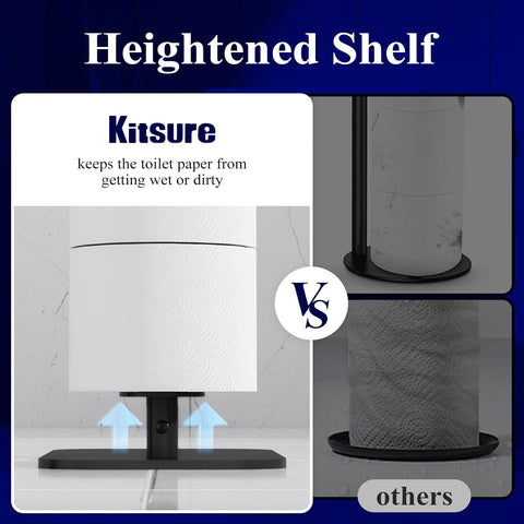 Kitsure Metal Toilet Paper Holder Free Standing, Medium, Black