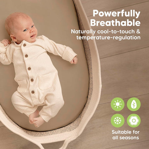 2-Pack Baby Bassinet Sheets Girl, Boy, 33x17 Bedside Sheets (Pecan)