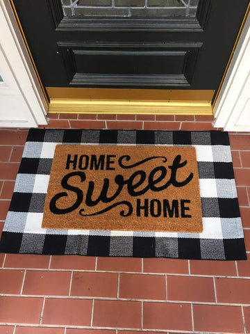 LEVINIS Door Mat - Cotton Rugs Black and White Checkered Plaid Rug for Kitchen/Bathroom/Entry Way 27.5'' x 43''
