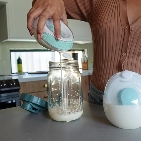 Willow - Glass Breastmilk Pitcher - Dishwasher Safe - 32oz Capacity - Wide Mouth Jar for Easy Transfer & Cleaning - Easy Pour Spout into Bottles or Breast Milk Storage Bags - Breastfeeding Essentials