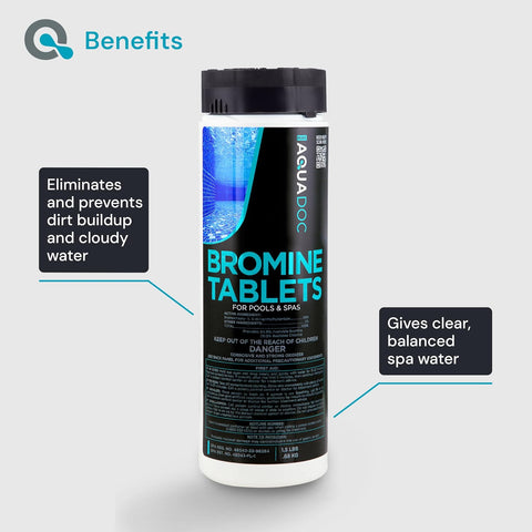 AquaDoc Bromine Tablets for Spas & Hot Tubs - 1 Inch Sanitizer Tabs, 1.5 lb